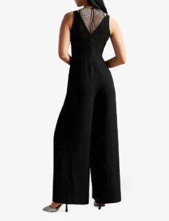 Ted Baker Janvier Crystal-embellished V-neck Woven Jumpsuit 7 Ted Baker Janvier Crystal-embellished V-neck Woven Jumpsuit -Whistles Clothing Shop R04070400 BLACK ALT02