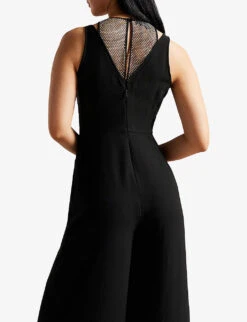 Ted Baker Janvier Crystal-embellished V-neck Woven Jumpsuit 9 Ted Baker Janvier Crystal-embellished V-neck Woven Jumpsuit -Whistles Clothing Shop R04070400 BLACK ALT04