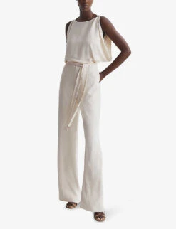Reiss Koa Drape-armhole Woven Bridal Jumpsuit -Whistles Clothing Shop R04070737 IVORY ALT02