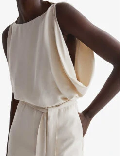 Reiss Koa Drape-armhole Woven Bridal Jumpsuit -Whistles Clothing Shop R04070737 IVORY ALT04