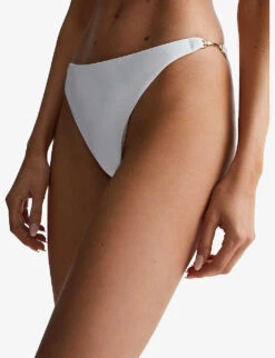 Reiss Alani High-rise Hardware-embellished Stretch-woven Bikini Bottoms -Whistles Clothing Shop R04070758 WHITE ALT04