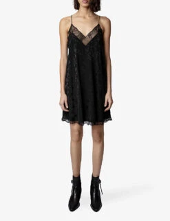 Zadig & Voltaire Risty Star-embellished Woven Slip Dress -Whistles Clothing Shop R04074038 NOIR ALT02