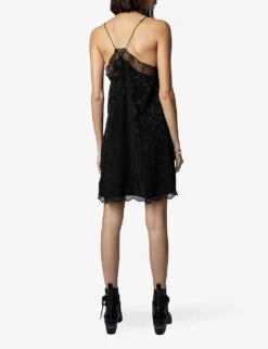 Zadig & Voltaire Risty Star-embellished Woven Slip Dress -Whistles Clothing Shop R04074038 NOIR ALT03