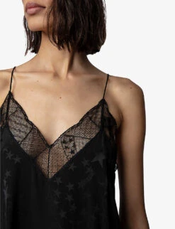 Zadig & Voltaire Risty Star-embellished Woven Slip Dress -Whistles Clothing Shop R04074038 NOIR ALT04