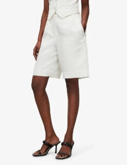 AllSaints Petra Tailored Front-pleat Linen-blend Shorts -Whistles Clothing Shop R04074913 OFFWHITE ALT02
