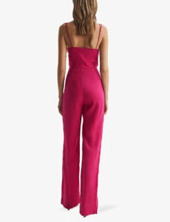 Reiss Emila Chain-embellished Linen Jumpsuit -Whistles Clothing Shop R04075256 PINK ALT03