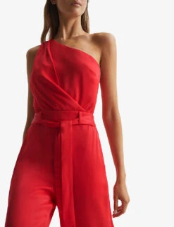 Reiss Eliza One-shoulder Woven Jumpsuit -Whistles Clothing Shop R04075259 RED ALT02