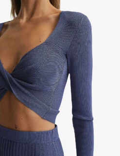 Reiss Iona Twisted Stretch-knit Crop Top -Whistles Clothing Shop R04075269 BLUE ALT04