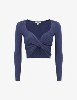 Reiss Iona Twisted Stretch-knit Crop Top