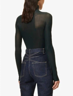 ALAIA Sheer Slim-fit Stretch-woven Body -Whistles Clothing Shop R04076349 VERTFONCE ALT03