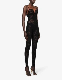 ALAIA Sweetheart-neck Semi-sheer Knitted Jumpsuit -Whistles Clothing Shop R04076367 NOIRALAIA ALT02
