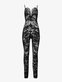 ALAIA Sweetheart-neck Semi-sheer Knitted Jumpsuit