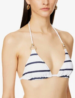 Ring Halterneck Striped Woven Bikini Top -Whistles Clothing Shop R04077232 NAUTICAL ALT04