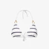 Ring Halterneck Striped Woven Bikini Top