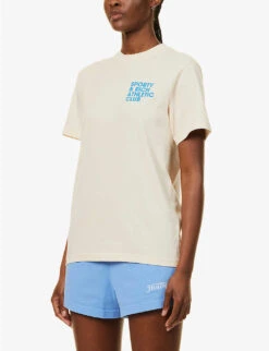 Exercise Often Brand-print Cotton-jersey T-shirt -Whistles Clothing Shop R04081049 CREAMOCEAN ALT02