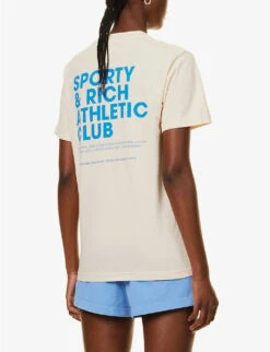 Exercise Often Brand-print Cotton-jersey T-shirt -Whistles Clothing Shop R04081049 CREAMOCEAN ALT03