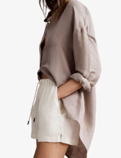 Reiss Cleo High-rise Linen Shorts -Whistles Clothing Shop R04082271 STONE ALT02