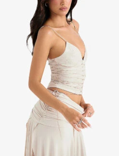 Antonella Strap-detail Vegan Faux-leather Corset -Whistles Clothing Shop R04082753 OFFWHITE ALT04