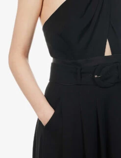 ME AND EM Halter Neck Wide-leg Recycled-polyester Jumpsuit 9 ME AND EM Halter Neck Wide-leg Recycled-polyester Jumpsuit -Whistles Clothing Shop R04084444 BLACK ALT04