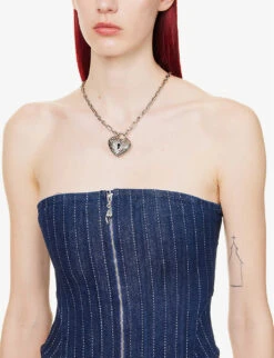 Riley Strapless Embroidered-pinstripe Stretch-cotton Blend Corset Top -Whistles Clothing Shop R04086815 VARSITYPINSTRIPE ALT04