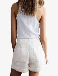 Reiss Demi Patch-pocket Linen Shorts -Whistles Clothing Shop R04086958 WHITE ALT03