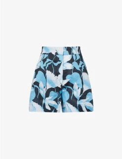 New Release 15 Reiss Sky Floral-print Mid-rise Linen Shorts