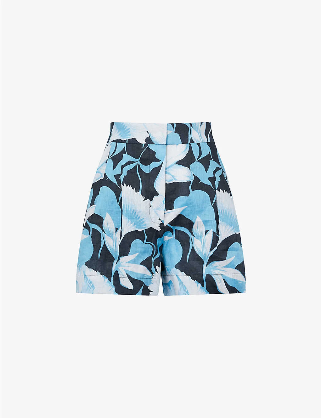 Reiss Sky Floral-print Mid-rise Linen Shorts 1 Reiss Sky Floral-print Mid-rise Linen Shorts