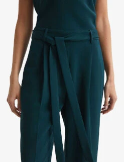 Reiss Maple Off-shoulder Belted-waist Stretch-woven Jumpsuit -Whistles Clothing Shop R04087031 TEAL ALT04