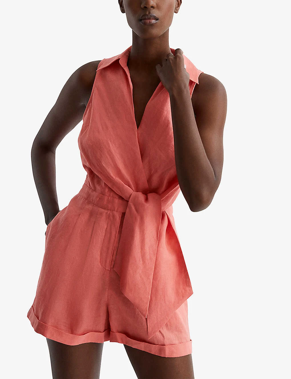 Reiss Suki V-neck Linen Jumpsuit 2 Reiss Suki V-neck Linen Jumpsuit - Image 2