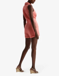 Reiss Suki V-neck Linen Jumpsuit 7 Reiss Suki V-neck Linen Jumpsuit -Whistles Clothing Shop R04087034 CORAL ALT03
