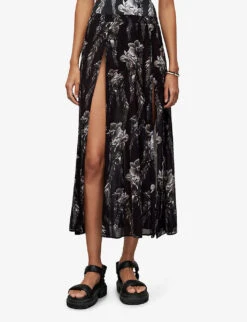 AllSaints Cari Mia Graphic-print Regular-fit Woven Maxi Skirt -Whistles Clothing Shop R04087435 BLACK ALT02