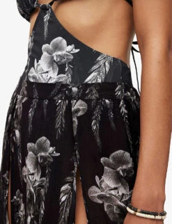 AllSaints Cari Mia Graphic-print Regular-fit Woven Maxi Skirt -Whistles Clothing Shop R04087435 BLACK ALT04