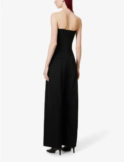 Acne Studios Strapless Wide-leg Stretch-crepe Jumpsuit -Whistles Clothing Shop R04089974 BLACK ALT03