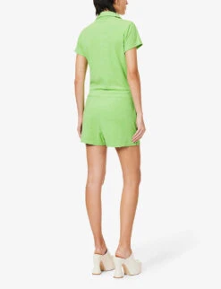 Melissa Odabash Cheryl Drawstring-waist Cotton-blend Playsuit -Whistles Clothing Shop R04090048 LIME ALT03