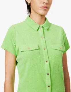 Melissa Odabash Cheryl Drawstring-waist Cotton-blend Playsuit -Whistles Clothing Shop R04090048 LIME ALT04