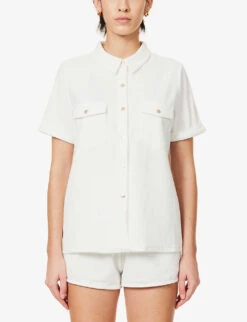 Melissa Odabash Tori Logo-plaque Cotton-blend Shirt -Whistles Clothing Shop R04090069 WHITE ALT02