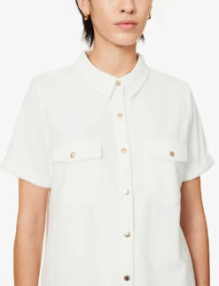Melissa Odabash Tori Logo-plaque Cotton-blend Shirt -Whistles Clothing Shop R04090069 WHITE ALT04