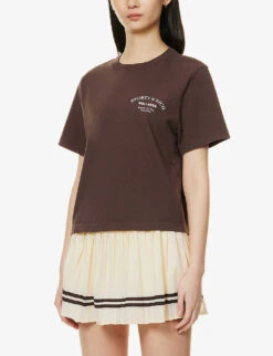 Wellness Slogan-print Cotton-jersey T-shirt 7 Wellness Slogan-print Cotton-jersey T-shirt -Whistles Clothing Shop R04090255 CHOCOLATEWHITE ALT02