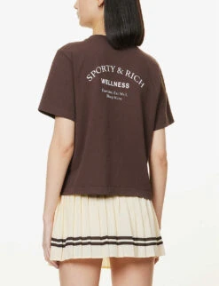 Wellness Slogan-print Cotton-jersey T-shirt 8 Wellness Slogan-print Cotton-jersey T-shirt -Whistles Clothing Shop R04090255 CHOCOLATEWHITE ALT03