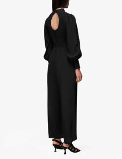 Whistles Fitted Shirred-bodice Viscose Jumpsuit 8 Whistles Fitted Shirred-bodice Viscose Jumpsuit -Whistles Clothing Shop R04091424 BLACK ALT03