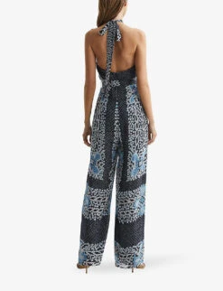 Reiss Cassis Graphic-print Wide-leg Woven Jumpsuit -Whistles Clothing Shop R04091611 NAVY ALT03