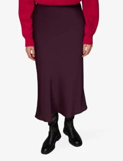 Whistles Bias-cut Satin Recycled-polyester Midi Skirt -Whistles Clothing Shop R04092949 PLUMCLARET ALT02