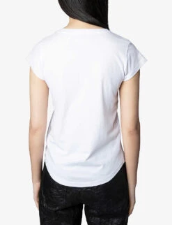 Zadig & Voltaire Skinny Heart Short-sleeved Cotton-jersey T-shirt -Whistles Clothing Shop R04093867 BLANC ALT03
