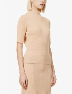 Joseph Slim-fit Cotton-blend Knitted Top 7 Joseph Slim-fit Cotton-blend Knitted Top -Whistles Clothing Shop R04095378 SALMON ALT02