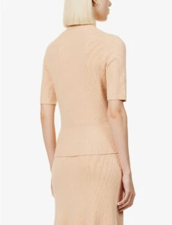 Joseph Slim-fit Cotton-blend Knitted Top 8 Joseph Slim-fit Cotton-blend Knitted Top -Whistles Clothing Shop R04095378 SALMON ALT03