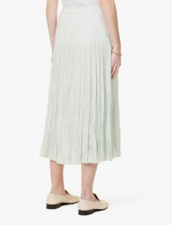 Joseph Sully Creased-texture Silk Maxi Skirt -Whistles Clothing Shop R04095421 AQUATIC ALT03