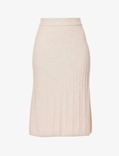Joseph Ribbed High-waisted Wool Midi Skirt