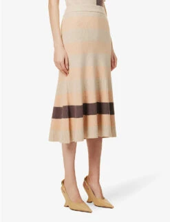 Joseph Striped Cotton-blend Knitted Midi Skirt -Whistles Clothing Shop R04095434 MAPLEWOODCOMBO ALT02