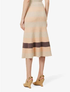 Joseph Striped Cotton-blend Knitted Midi Skirt -Whistles Clothing Shop R04095434 MAPLEWOODCOMBO ALT03