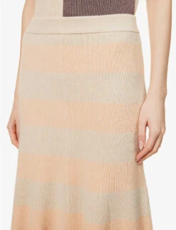 Joseph Striped Cotton-blend Knitted Midi Skirt -Whistles Clothing Shop R04095434 MAPLEWOODCOMBO ALT04